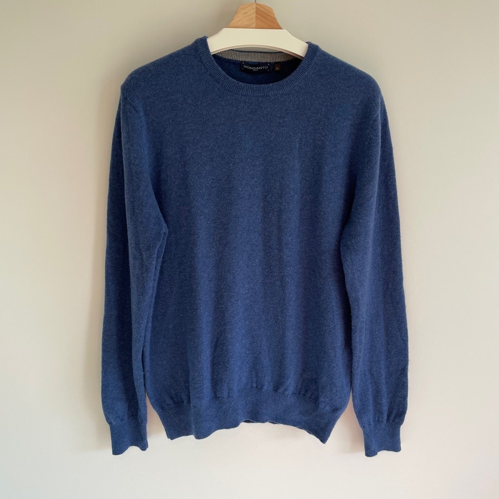 Monsanto Roma Mens Sweater XL Blue Crew‎ Neck Long Sleeve Casual Knit Minimalist